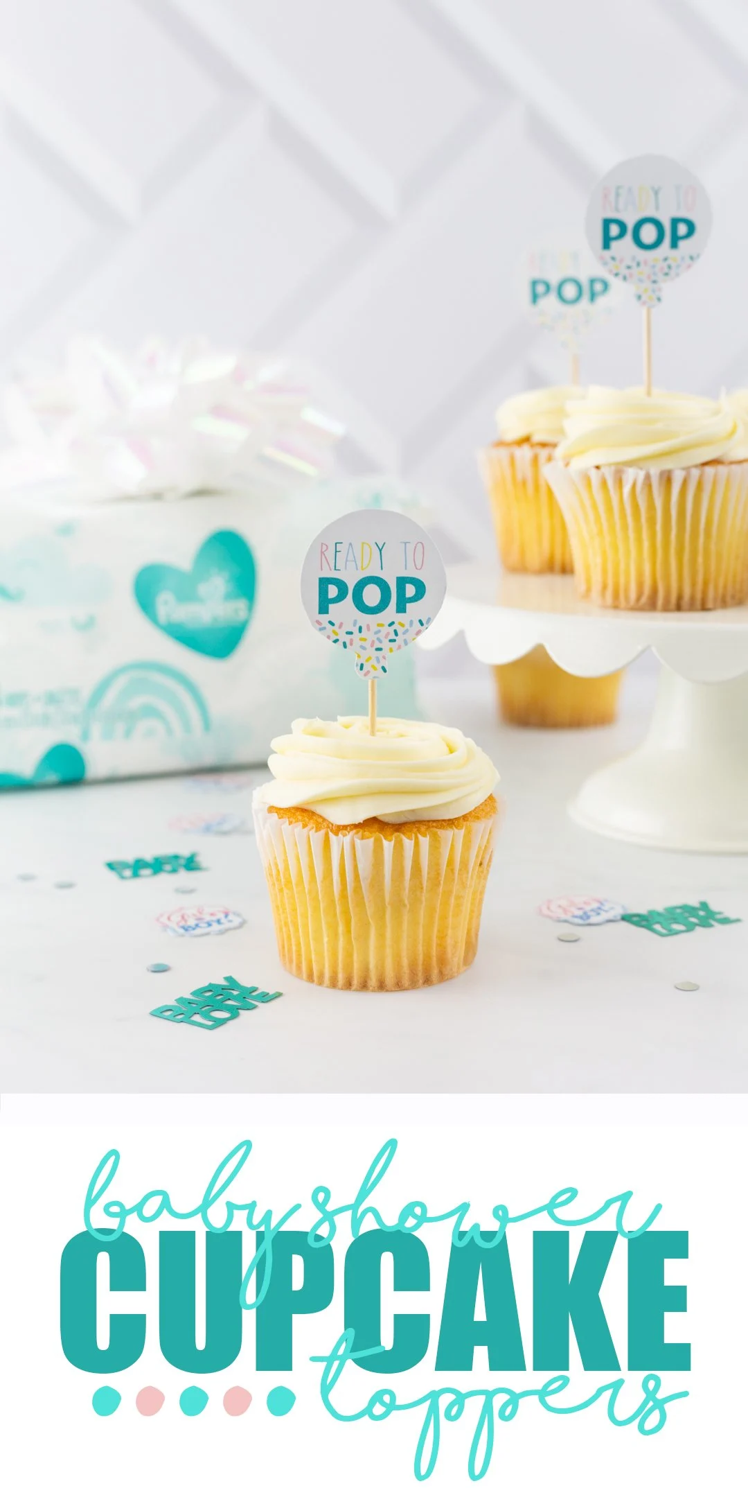 ❇️Download my free “Ready To Pop” cupcake toppers to take your next baby shower to the next level of cuteness by clicking the image and check out the Pampers deal happening all month at Sam's Club! #ad #AllMonthForMom