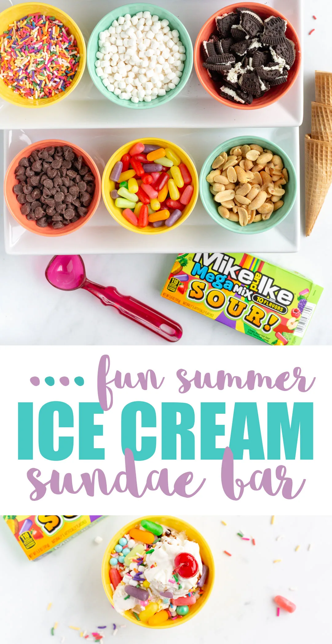 Colorful Ice Cream Bar Ideas. Great for summer entertaining. So easy.
