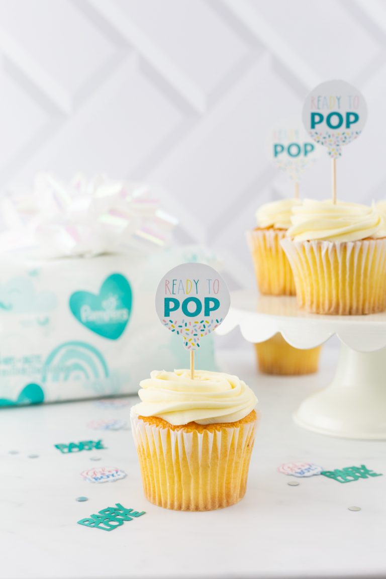 Ready To Pop Baby Shower Cupcake Toppers