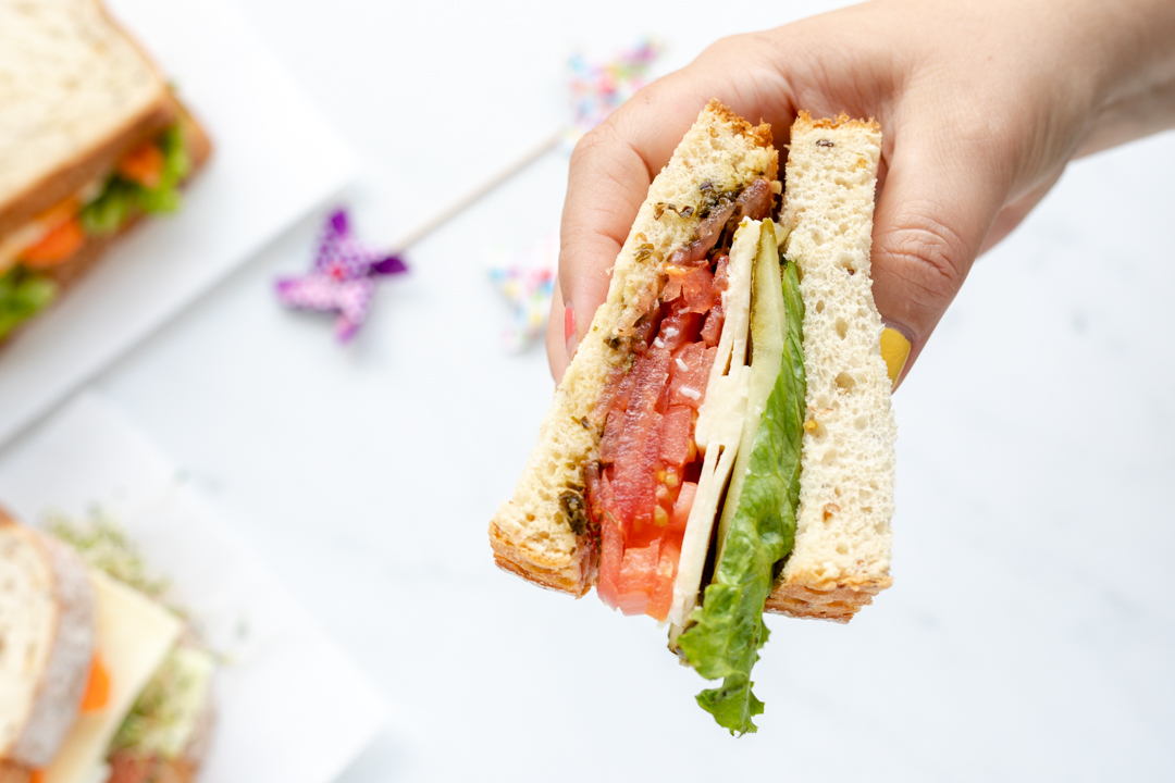 Picnic Sandwiches. Veggie packed sandwiches.