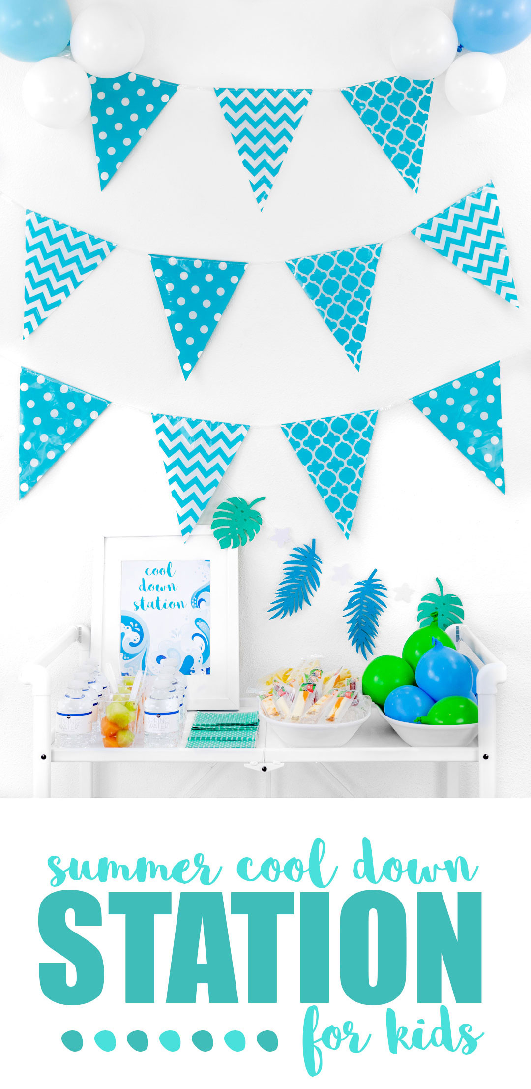 Cool Down Station Ideas. Hydration Station for kids. Party Table.