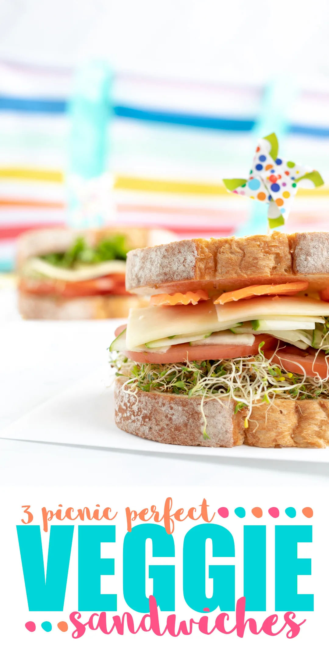 Picnic Sandwiches. Veggie packed sandwiches.