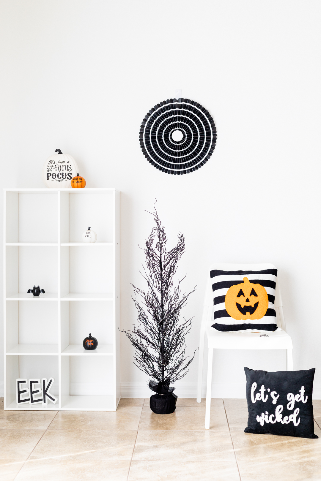 Black, White and Orange Halloween Decor. Trendy modern and clean ideas.