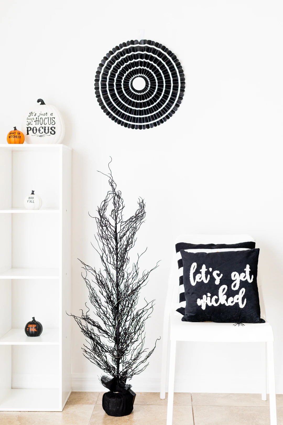 Black, White and Orange Halloween Decor. Trendy modern and clean ideas.