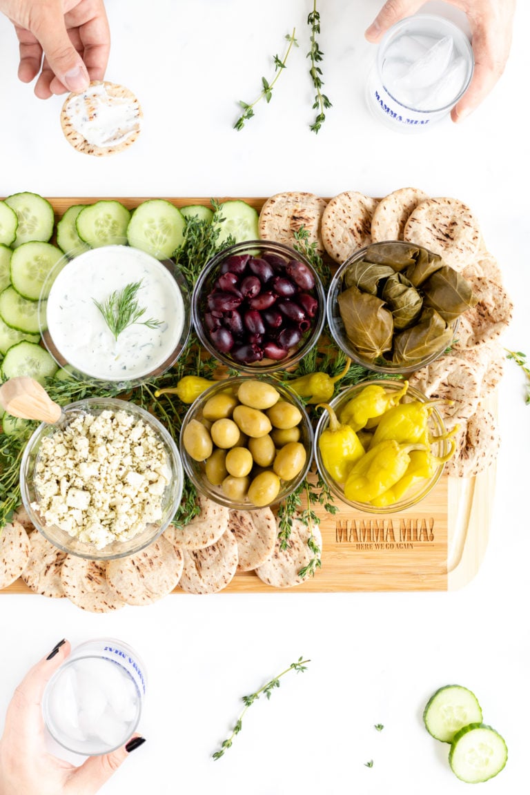 Greek Appetizer Tray. Greek spread to watch Mamma Mia with.