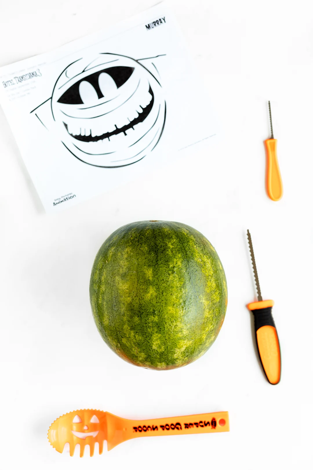 carving a watermelon with pumpkin carving tools