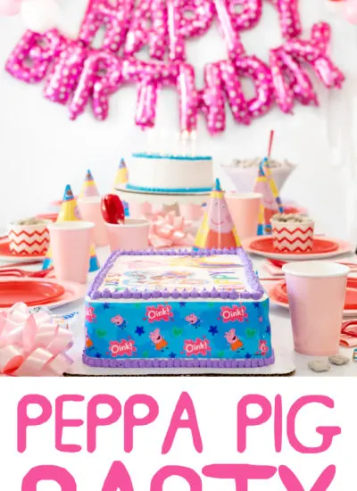 Peppa Pig Party Table. Birthday Balloons.