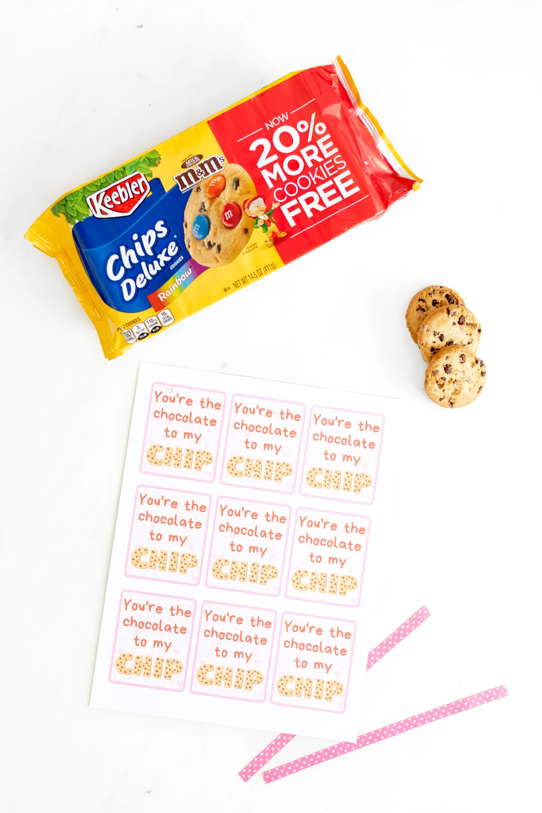 Printable Valentine Cards and pack of cookies