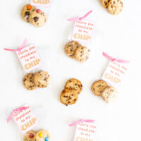 Printable Valentine Cards spread out with ribbons and more cookies