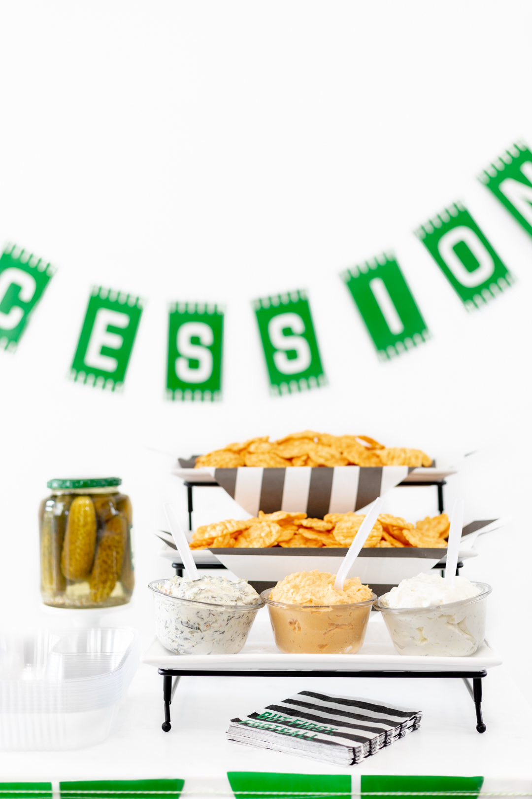 game day dip station with popchips