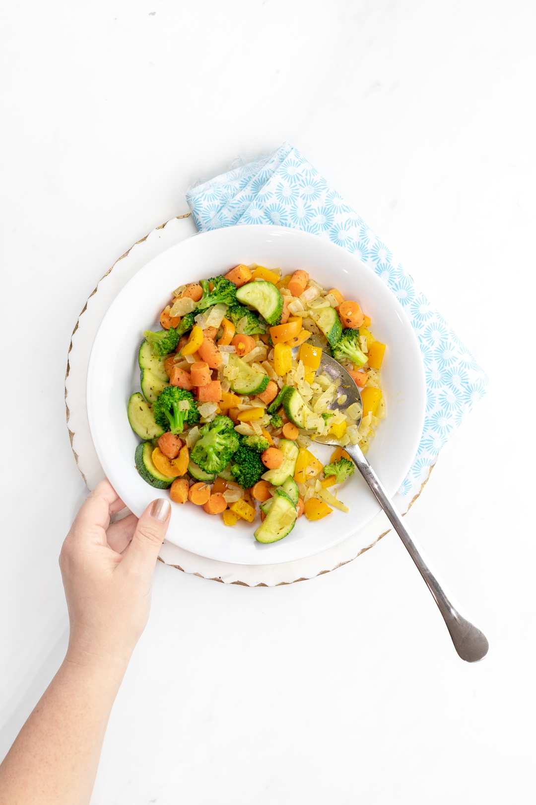 sauteed vegetables in a serving dish