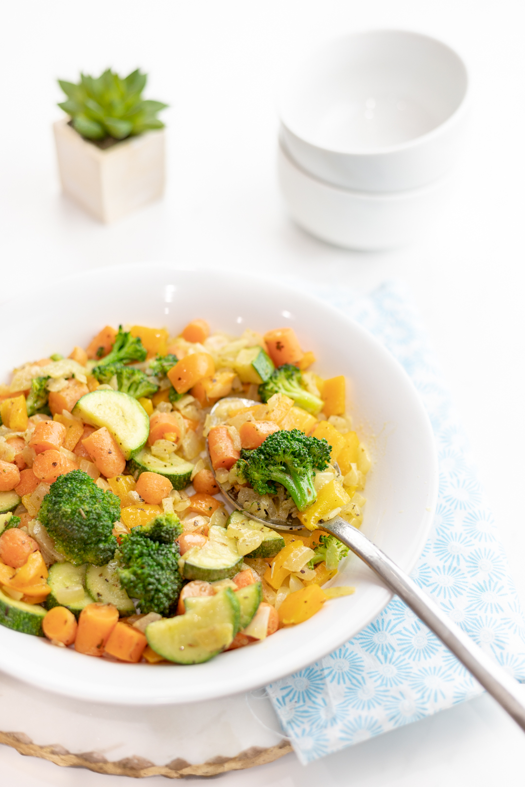 dish of prepared vegetables ready to serve