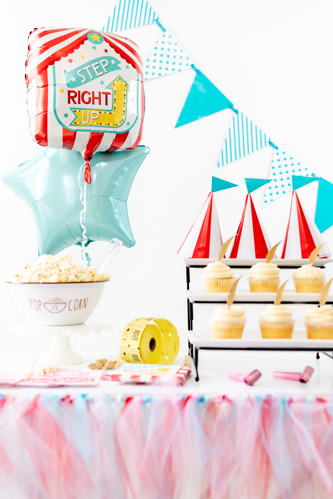 butler tray party table with foods and decorations