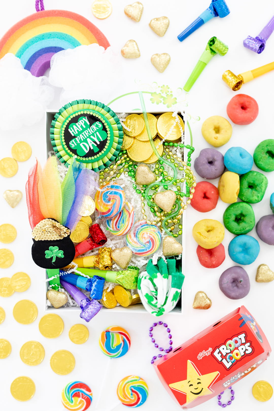 flat lay of st. patrick's day gift ideas