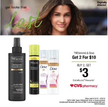 Tresemme and Dove offers at CVS