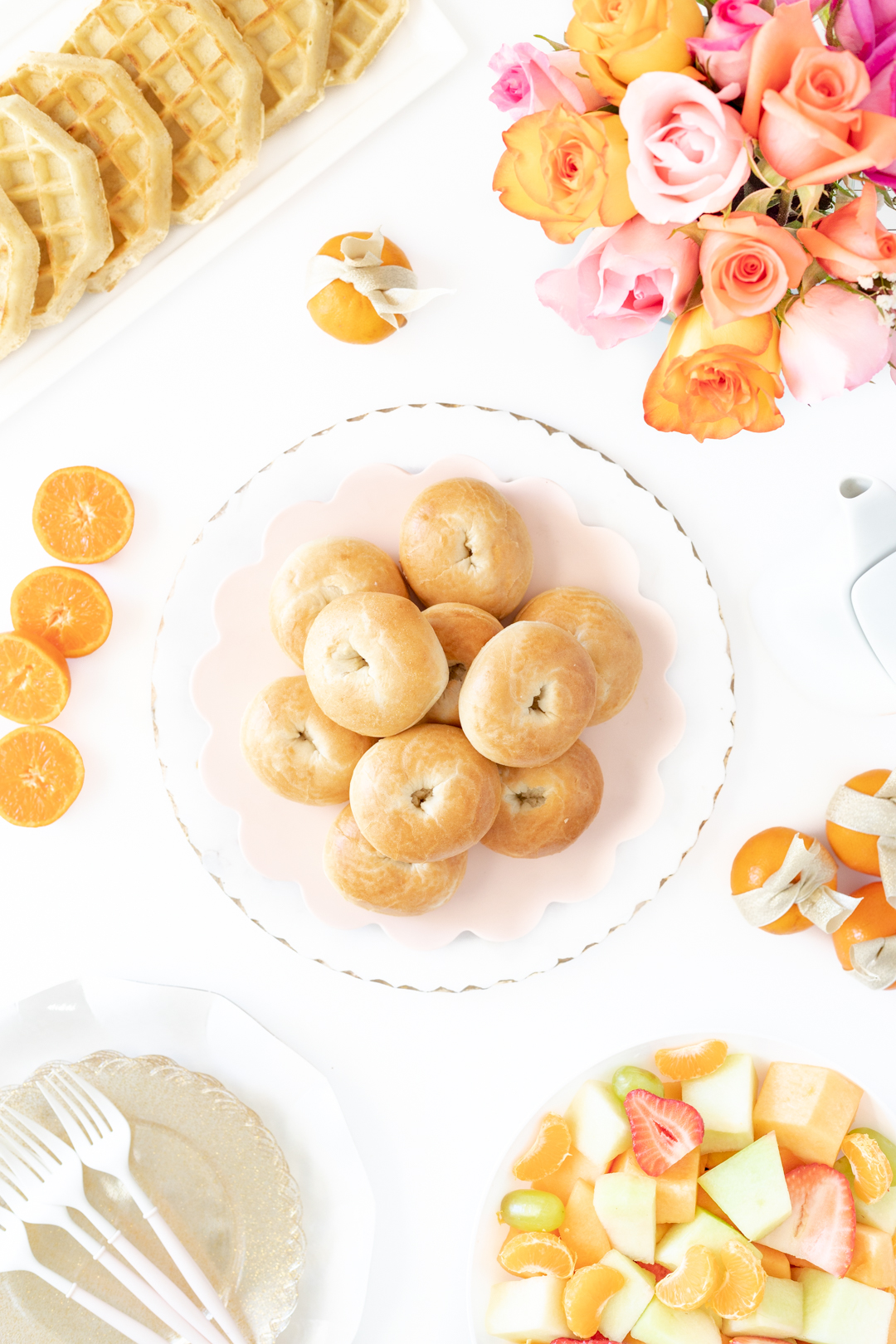 mini bagels on brunch table