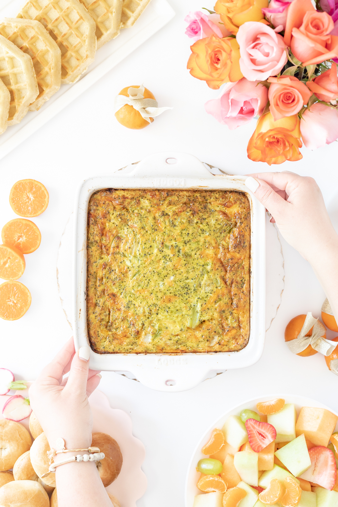 brunch casserole placed on table