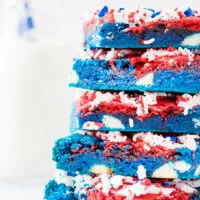 red white and blue dessert bars stacked up