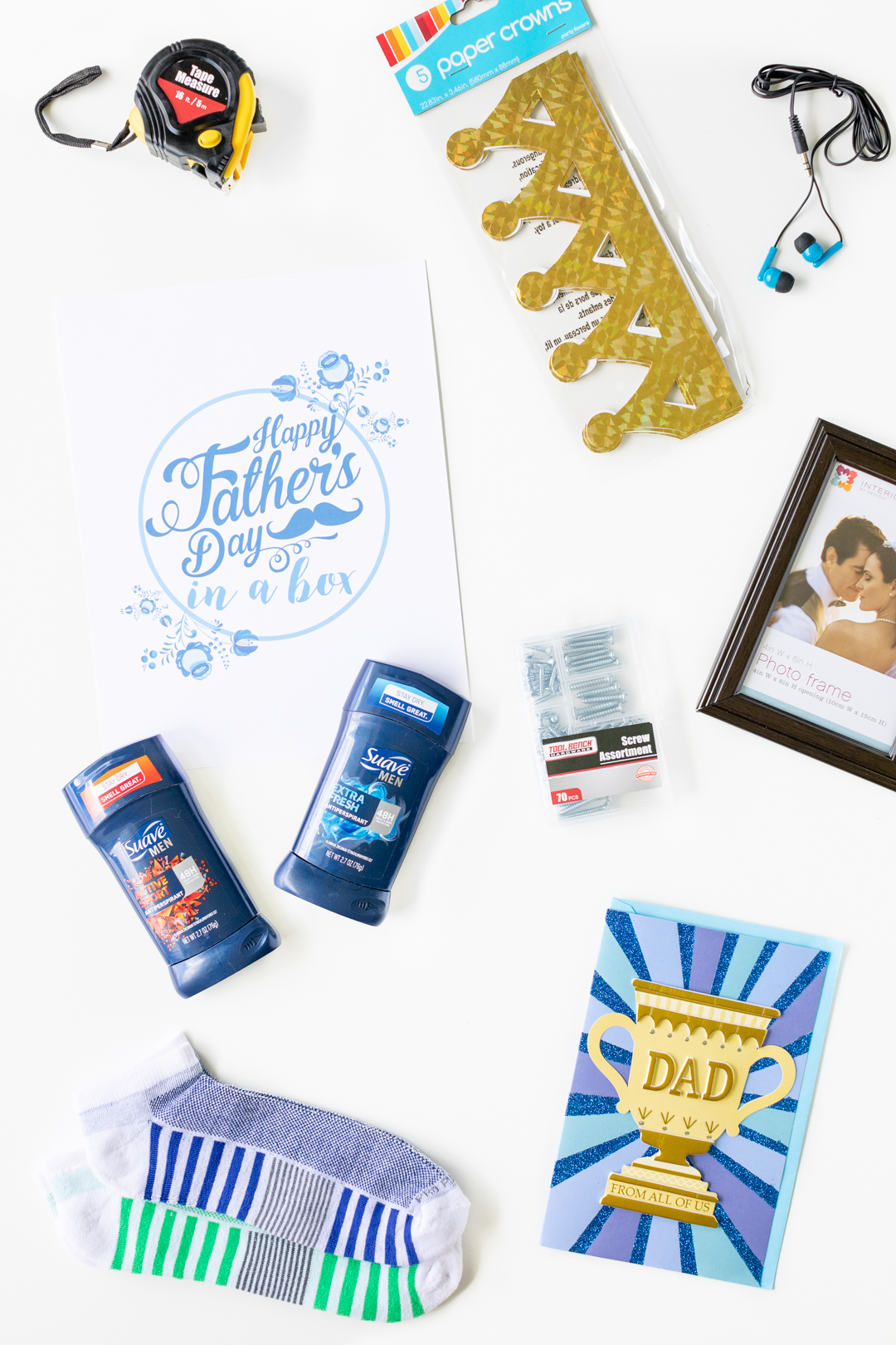 flat lay of father's day gifts