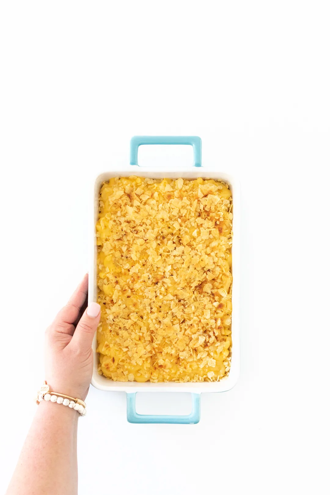 tray of baked macaroni and cheese