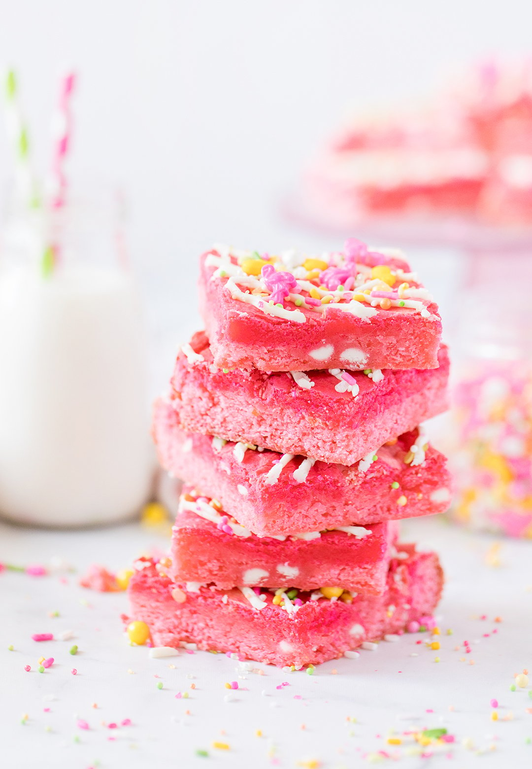 stack of pink dessert bars