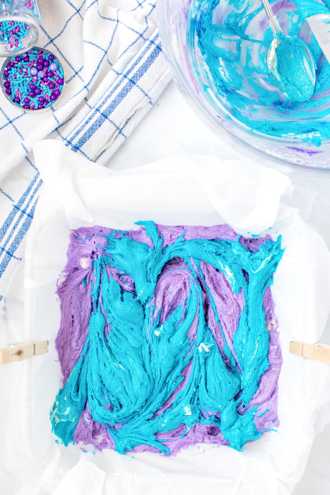 Purple and blue swirl blondies