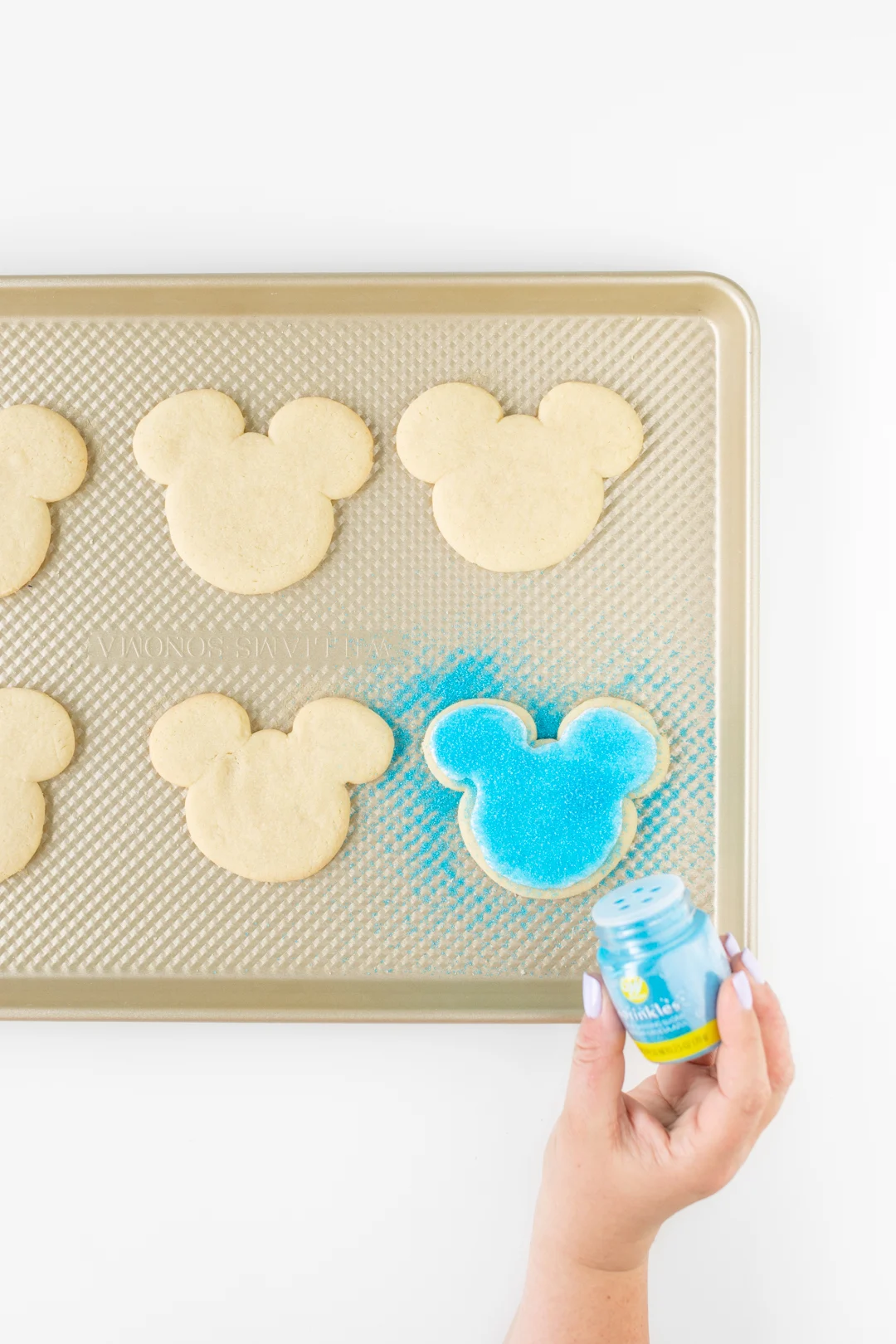 Blue sprinkles on Mickey Mouse Cookies