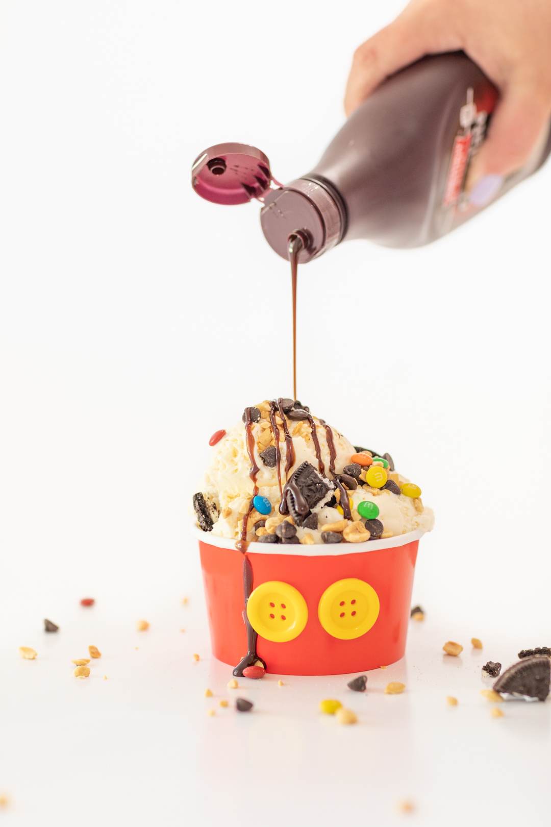 Chocolate Drizzle on Mickey Mouse Sundae