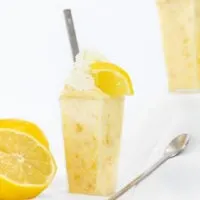 Easy Dessert Topped with Lemon Wedge Garnish