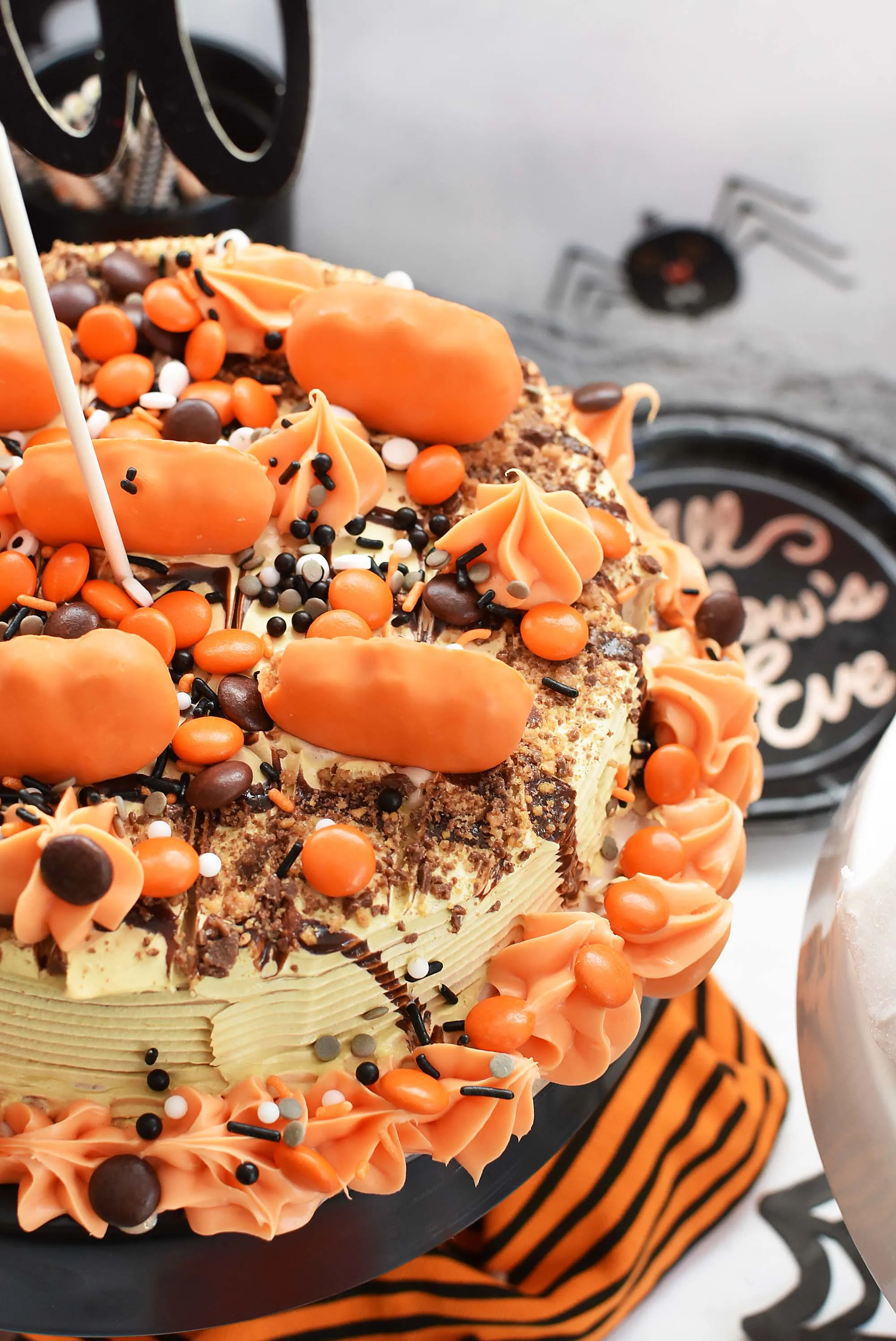 Ice Cream Cake Decorated with Pumpkins