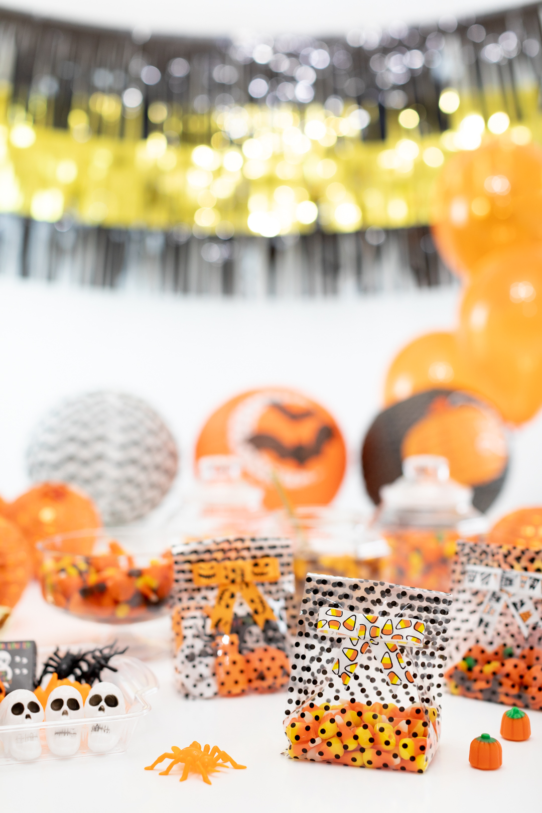 Cute DIY Halloween Treat Bags with Halloween Craft Ribbon.