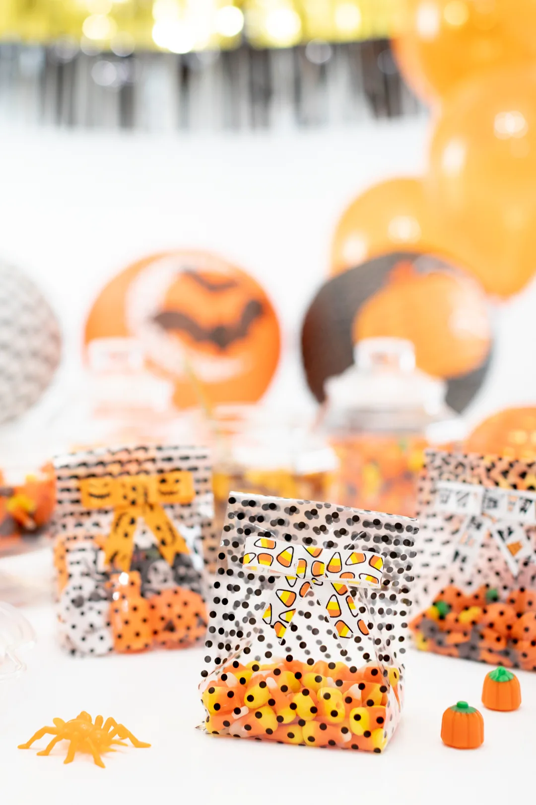 Adorable Halloween Treat Bags with Polka Dots.