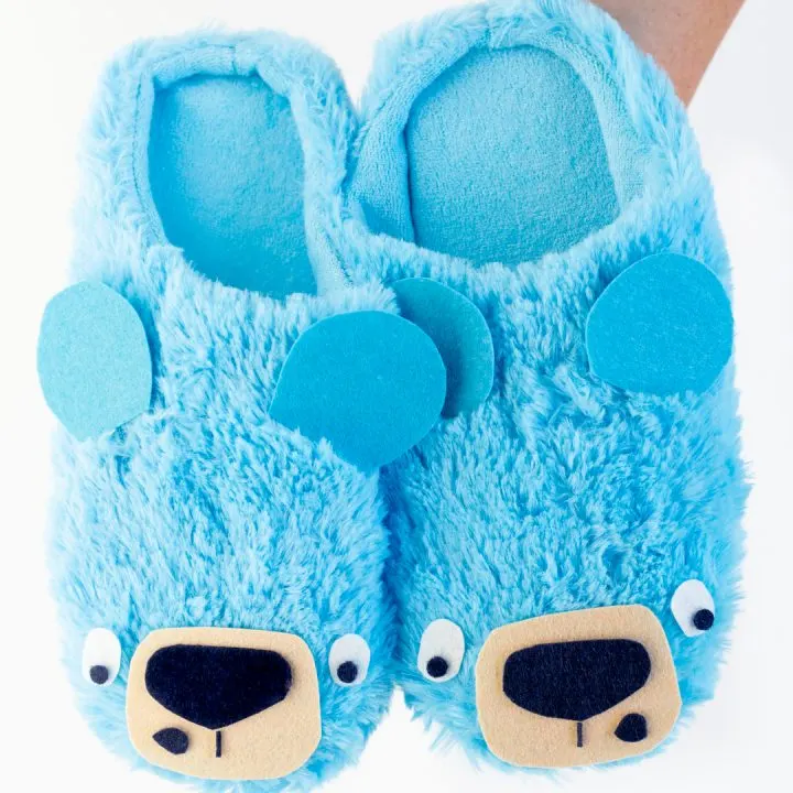 Fluffy Blue Bear Slippers