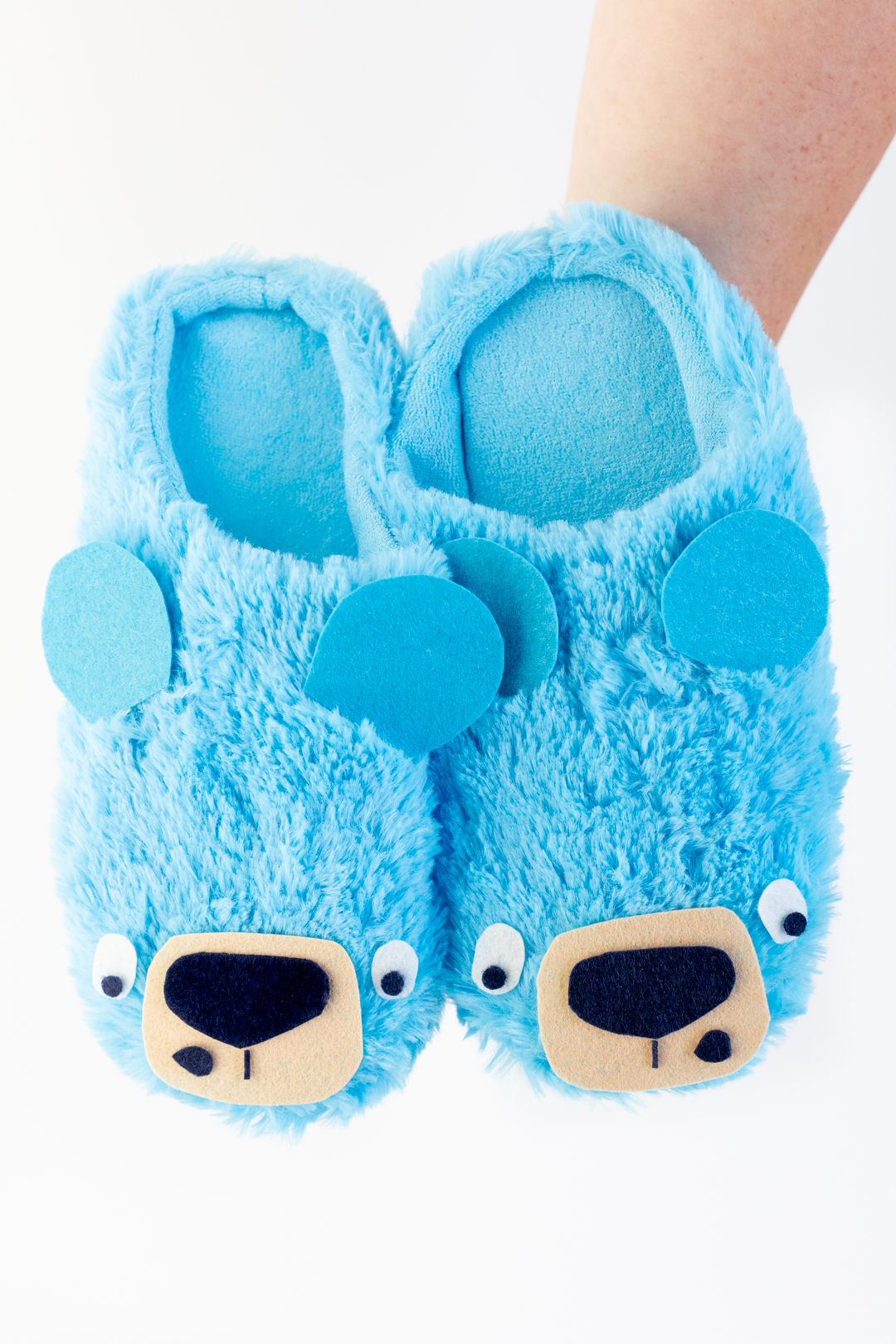 Fluffy Blue Bear Slippers