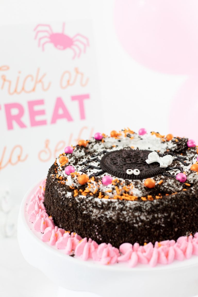 Trick or Treat Yo Self with a Spider Ice Cream Cake