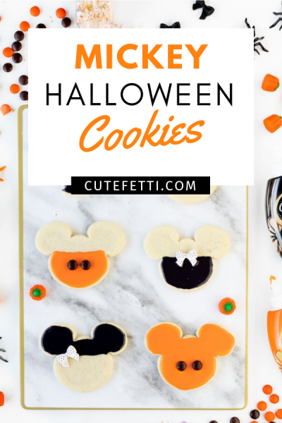 orange and black mickey halloween cookies