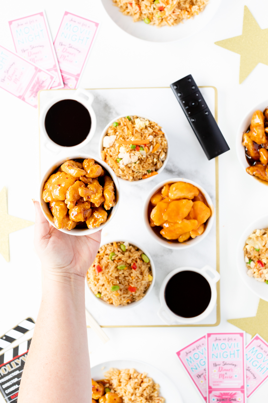 Honey chicken in a small bowl for serving.