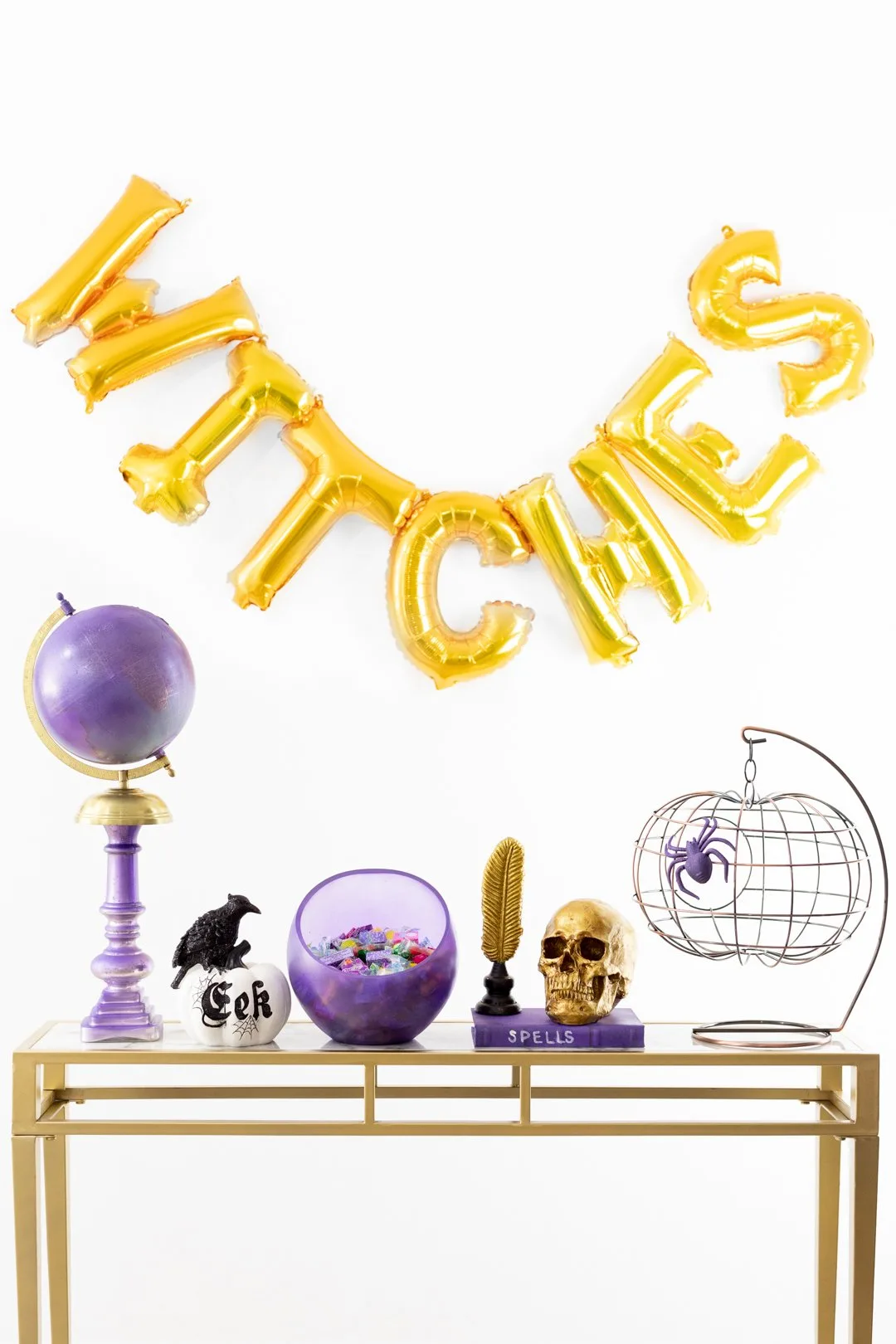 Purple and Gold Witch Console for Halloween