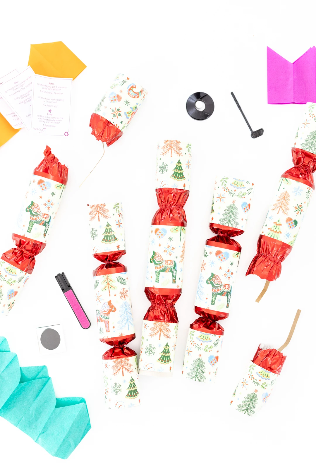 Christmas Crackers with Trinkets that come Inside.