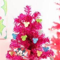 Mini Pink Disney Christmas Tree with mini glitter mickey ornaments.