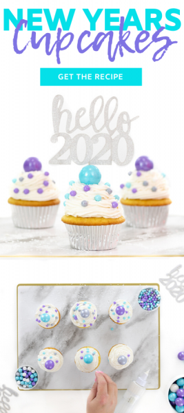 hello 2020 new year celebration cupcakes