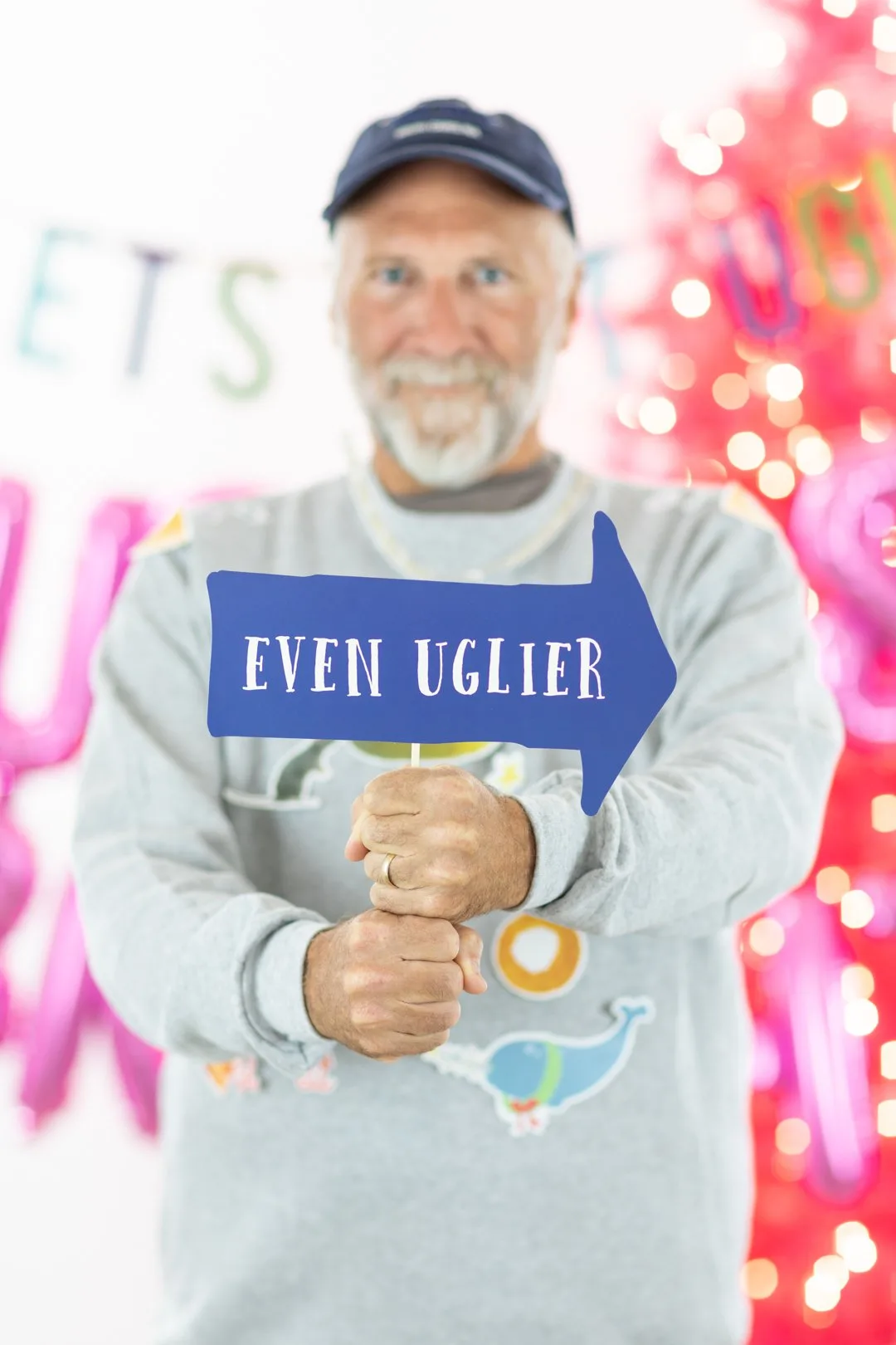 even uglier - ugly sweater photo prop sign