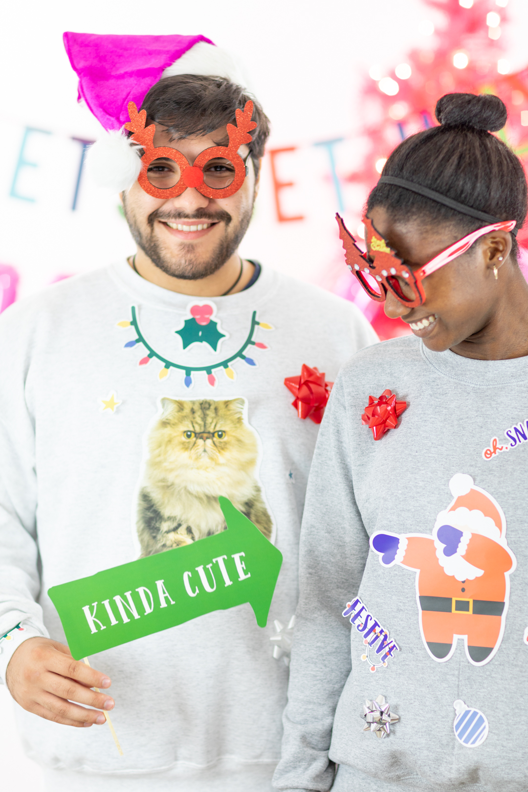 kinda cute - ugly sweater photo prop sign