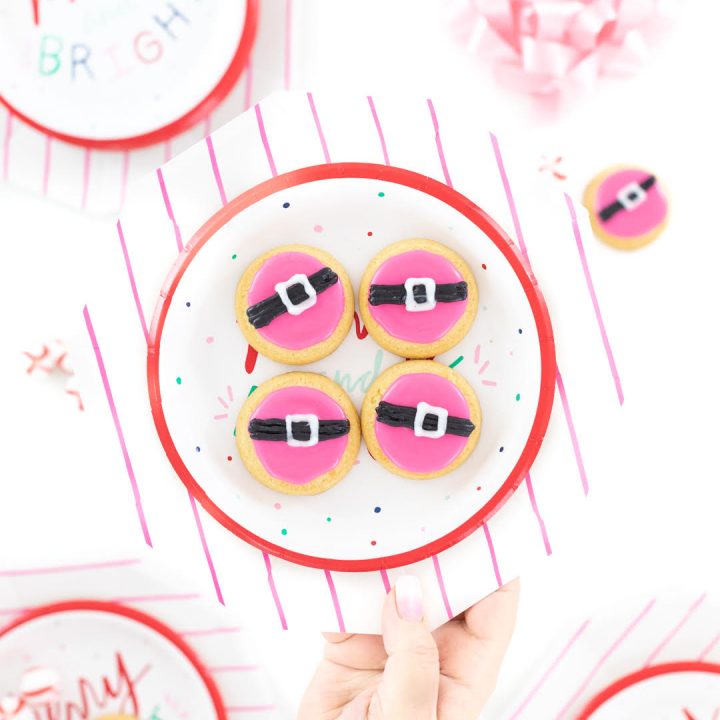 pink santa cookies