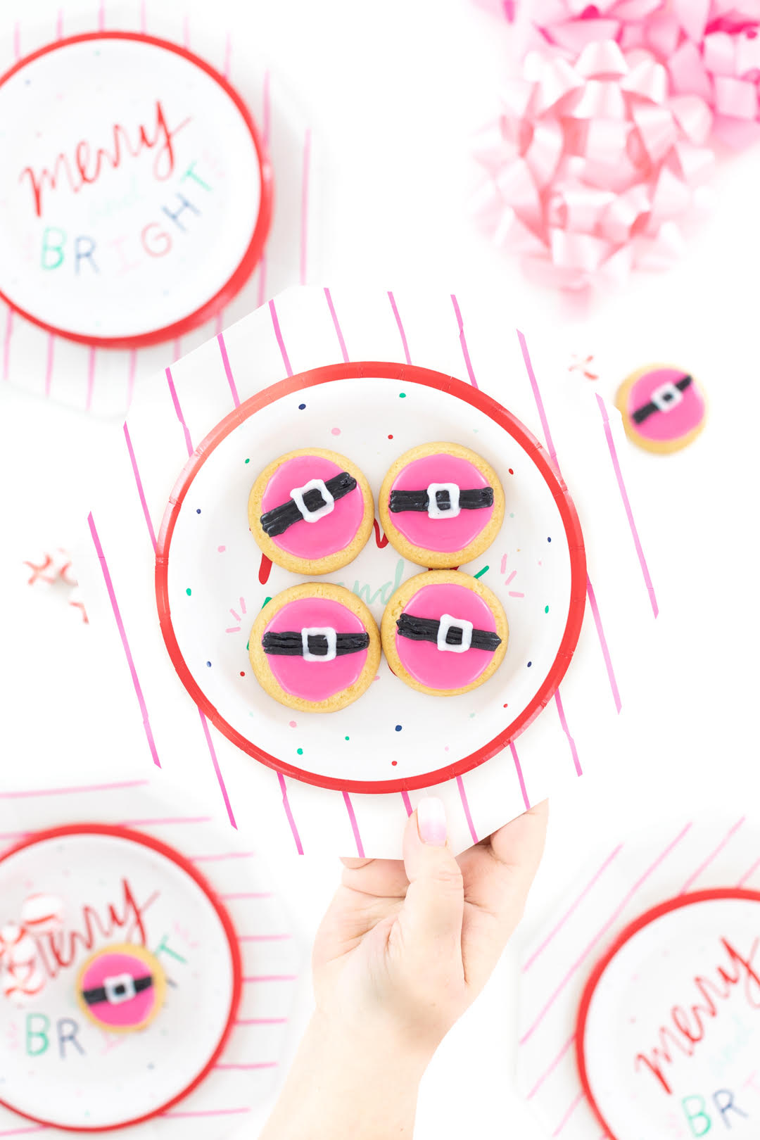 pink santa cookies