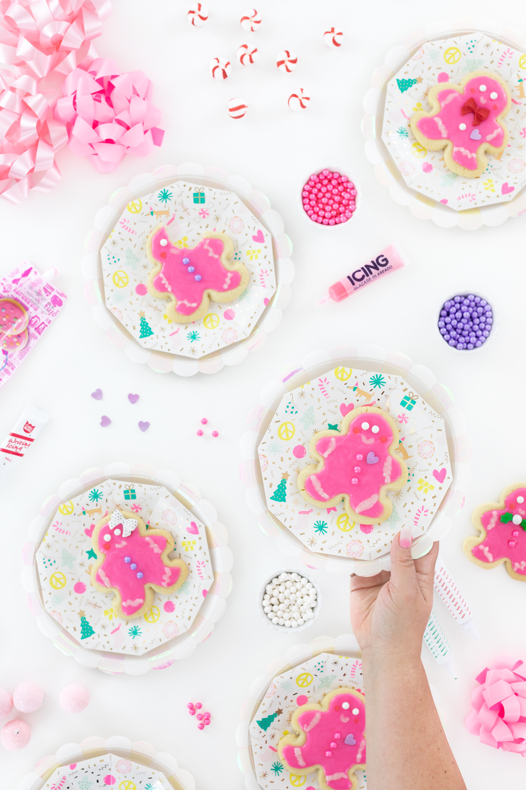 cute pink christmas party cookies