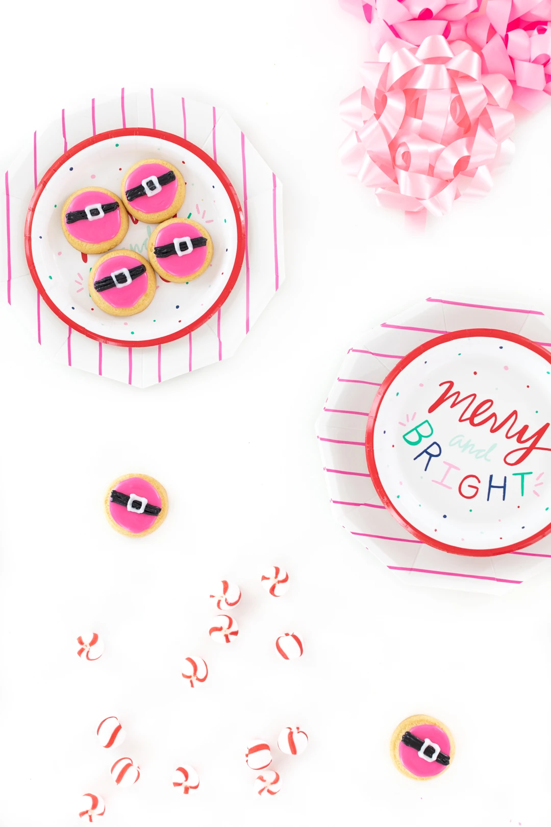 cute pink santa belt cookies