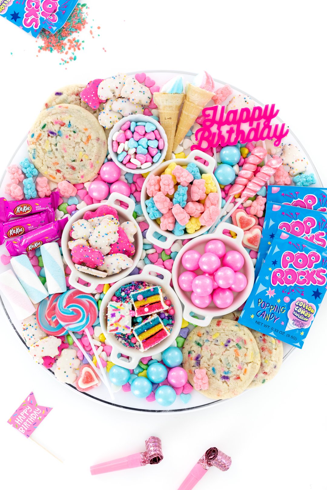 dessert tray with birthday treats