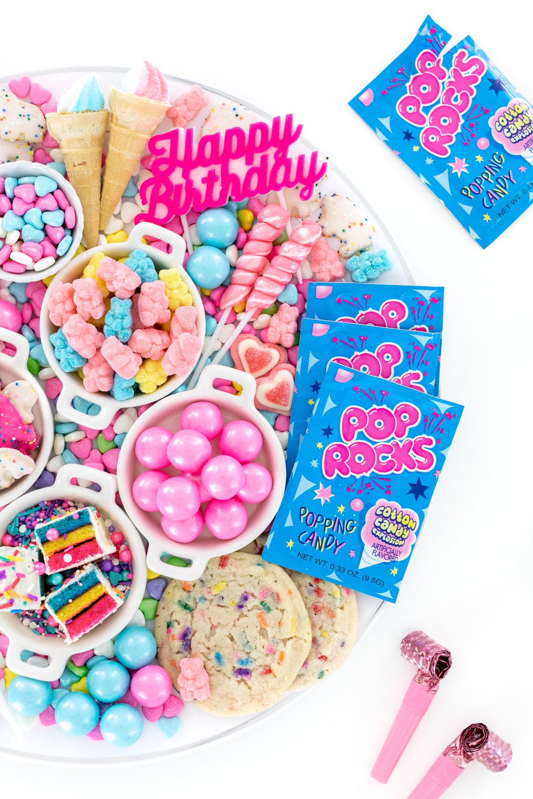 Tray of candies with Cotton Candy Pop Rocks