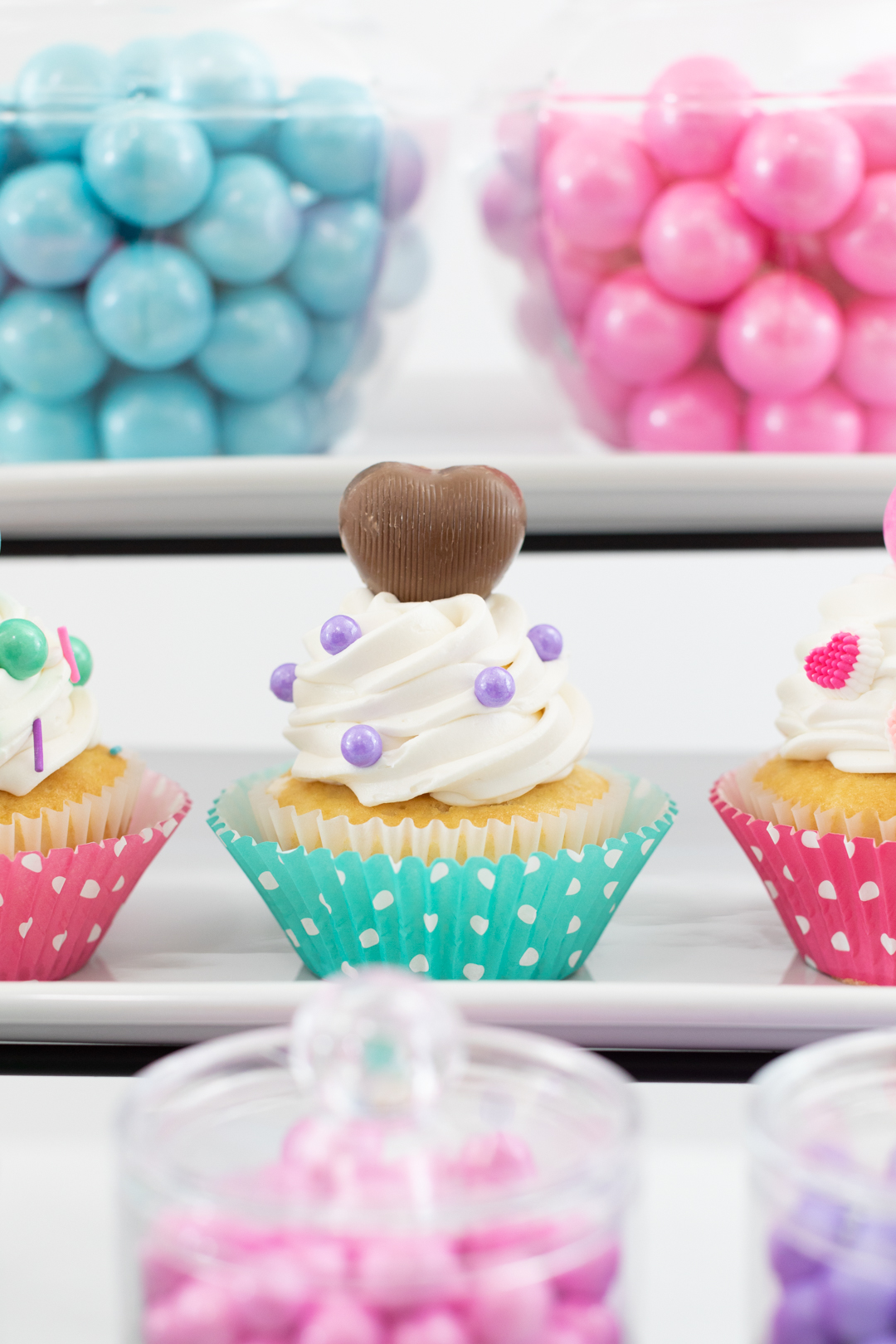 cupcake with chocolate heart on top